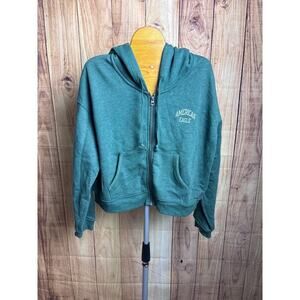 American Eagle AE Full Zip Hoodie Sweatshirt Green Size S